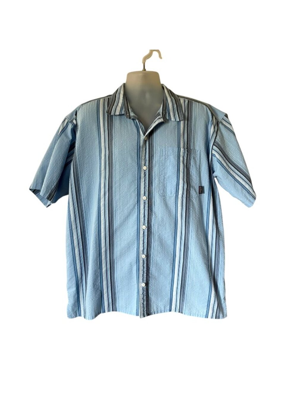 Patagonia Puckerware Mens Shirt Short Sleeve Casual Button Down Blue Xlarge